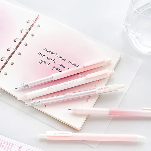 Miniatura 8 de Doraking 5 bolígrafos de gel de tinta negra, 0.38 mm/0.5 mm, punta suave, suministros de oficina para mujeres y hombres, para tomar notas (rosa)