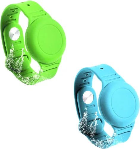 SAVITA 2 pulseras para niños para AirTag, de silicona impermeable, antipérdidas, para niños pequeños, ancianos, correa de reloj ajustable para