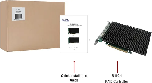 Miniatura 5 de HighPoint HBA M.2 Rocket 1104 PCIe Gen3 NVMe HBA de 4 puertos para sistemas Windows, Mac, Linux y VMWare.