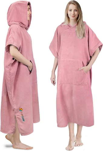 Miniatura 15 de SUN CUBE Poncho de surf cambiador con capucha Toalla de microfibra absorbente de secado rápido con bolsillo para surfear, hombres y mujeres