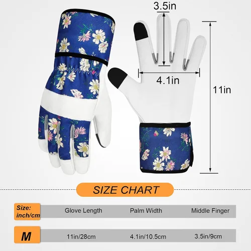 Miniatura 2 de Guantes de jardinería de cuero para mujer, guantes de jardín a prueba de espinas, diseño de pantalla táctil, guantes de trabajo resistentes