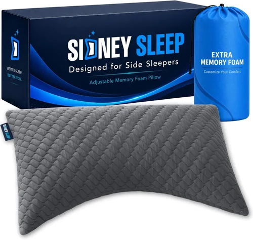 Miniatura 11 de Sidney Sleep Almohadas curvas ajustables para soporte de cuello y hombros con relleno extra triturado, almohada de contorno cervical para personas