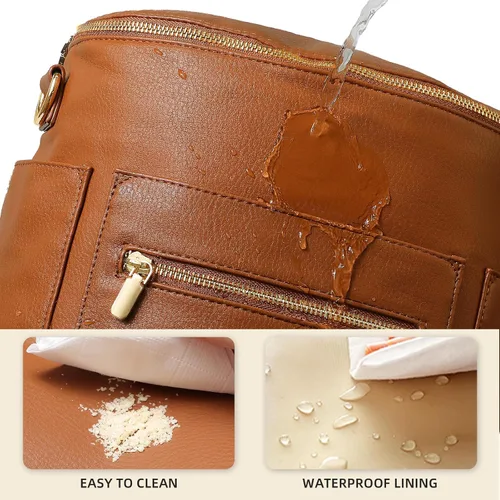 Miniatura 5 de miss fong Pequeña bolsa de pañales mini bolsa de pañales, mochila de cuero para pañales con 14 bolsillos, bolsillos aislados y correa para el hombro