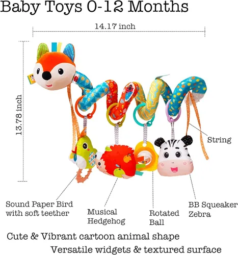 Miniatura 2 de Juguetes de asiento de automóvil para bebés, juguetes de peluche en espiral para bebés de 0 a 6 meses, cochecito colgante de juguete, regalo