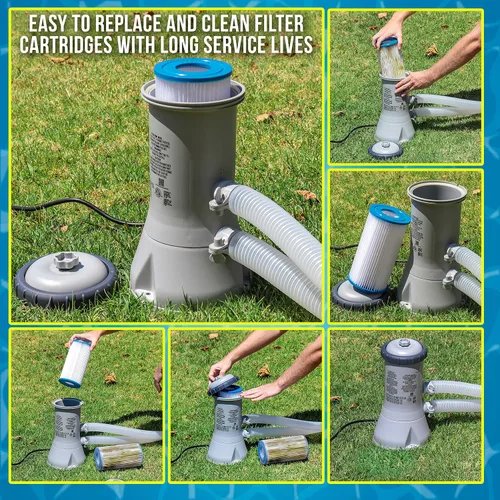 Miniatura 5 de U.S. Pool Supply Paquete de 4 cartuchos de filtro de repuesto universales, tipo A o C, compatibles con bombas de piscina sobre el suelo con filtros