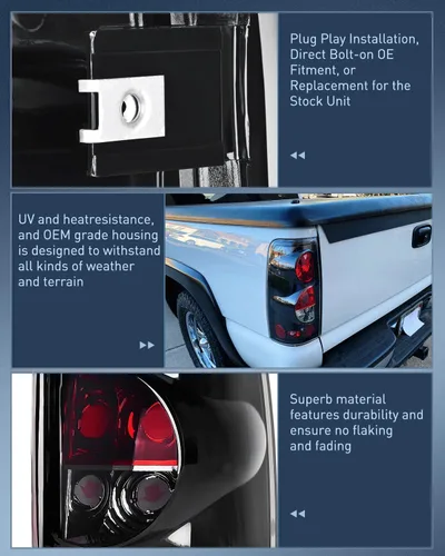 Miniatura 6 de Nilight Conjunto de luz trasera compatible con Chevy Silverado 1999 2000 2001 2002 2003 2004 2005 2006 2007 Chevy Silverado 1500 2500 3500 99-02 GMC