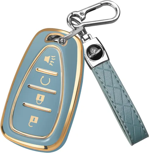 FT FUNTOR Funda para llavero Chevrolet, funda de llave de TPU de 4 botones con borde dorado, compatible con Chevrolet Equinox Bolt Sonic Trax Blazer
