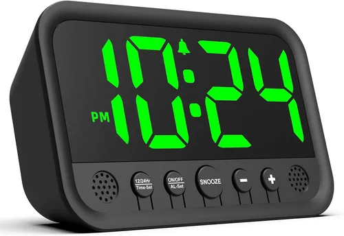 Miniatura 10 de Pequeño reloj digital LED para dormitorio, reloj despertador fuerte para adultos y adolescentes que duermen mucho Reloj de escritorio eléctrico