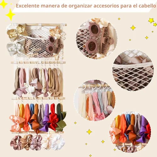 Miniatura 6 de kangaroo Soporte para Diademas Organizador de Lazos para el Cabello para Niñas Bebés Gran Capacidad Soporte de Lazos Accesorios para el Cabello