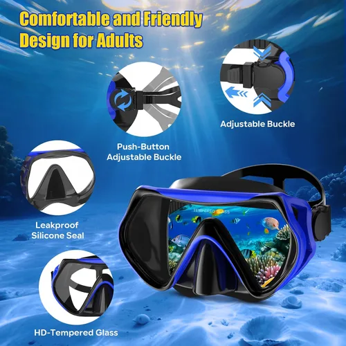 Miniatura 3 de Dry Snorkel Set,Panoramic Wide View Anti-Fog Scuba Diving Mask,Professional Snorkeling Gear for Adults