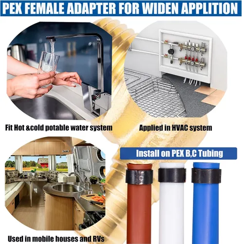 Miniatura 6 de WHK Paquete de 12 adaptadores de codo PEX de 1/2 pulgada de 1/2 pulgada Pex a macho NPT roscados de 90 grados para conectar tubería Pex B