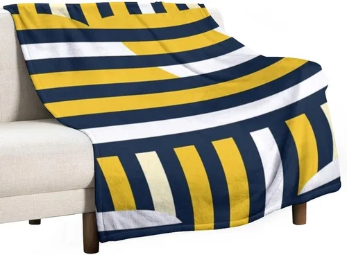 Miniatura 36 de Manta de rayas náuticas amarillas y azul marino, moderna, ultrasuave, manta de microfibra para sofá, cama para niños y adultos, 30 x 40 pulgadas