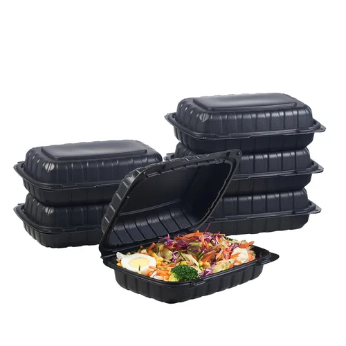 Miniatura 11 de FULING 100 unidades de contenedores desechables de plástico transparente con bisagras para llevar alimentos, 15 cm de ancho, envases desechables
