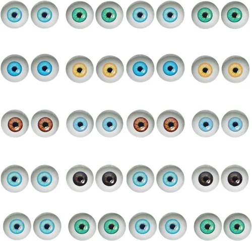 Miniatura 6 de Julie Wang Cabujón de ojos humanos de cristal con parte trasera plana de 0.236 in para esculturas artísticas de Halloween, accesorios, máscaras