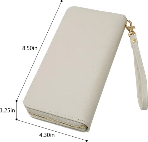 Miniatura 3 de WOZEAH - Cartera de piel sintética con cremallera y bloqueo RFID para mujer, ideal para viajar