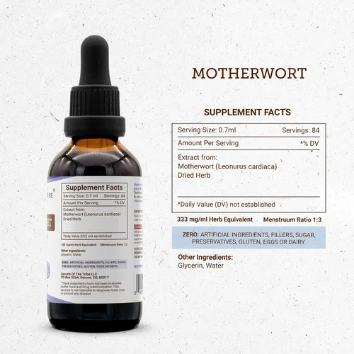 Miniatura 4 de Secrets of the Tribe Tintura de Motherwort Extracto líquido sin alcohol, Motherwort (Leonurus Cardiaca) Hierba seca (2 onzas líquidas)