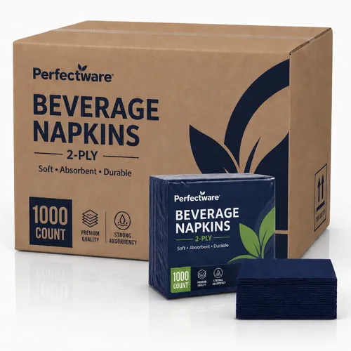 Miniatura 14 de Perfectware - Servilletas negras para bebidas de 2 capas - Paquete de 300 servilletas de cóctel, 10 x 10 pulgadas