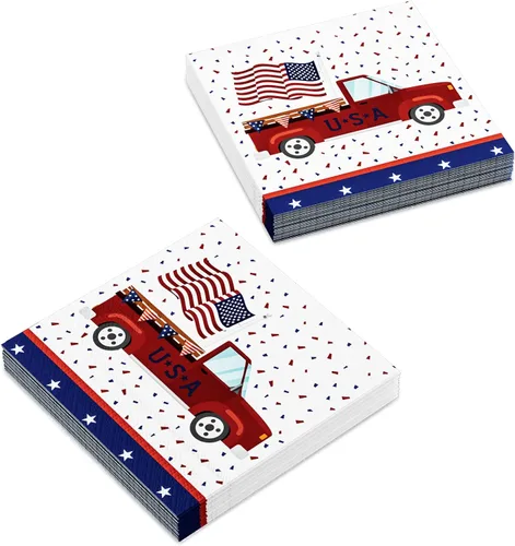 Miniatura 7 de DYLIVeS Servilletas patrióticas para fiestas del 4 de julio, servilletas desechables con bandera estadounidense, Día de los Caídos, servilletas