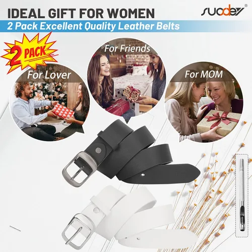 Miniatura 6 de SUOSDEY - Cinturón de piel para mujer con hebilla de pasador para pantalones vaqueros