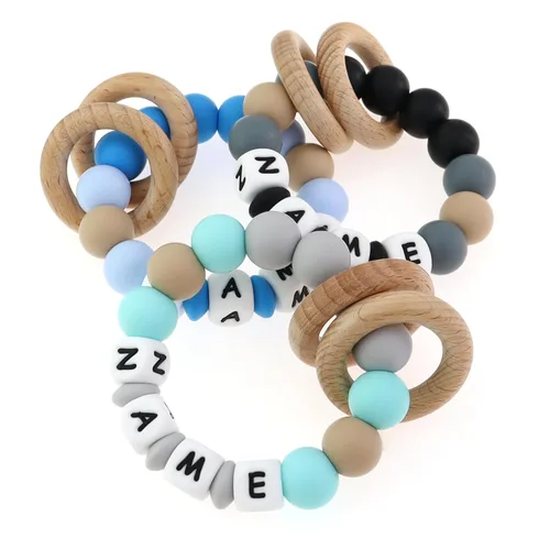 Miniatura 3 de Sonajero Mordedor Personalizado para Bebé con Nombre, Sonajeros de Agarre Personalizados para Actividad de Sacudir y Agarrar, Juguetes Educativos