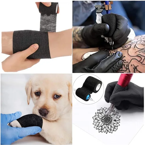 Miniatura 2 de Cinta autoadhesiva de agarre para tatuajes de 2 pulgadas x 5 yardas, vendaje cohesivo para deportes y primeros auxilios, cinta elástica autoadhesiva