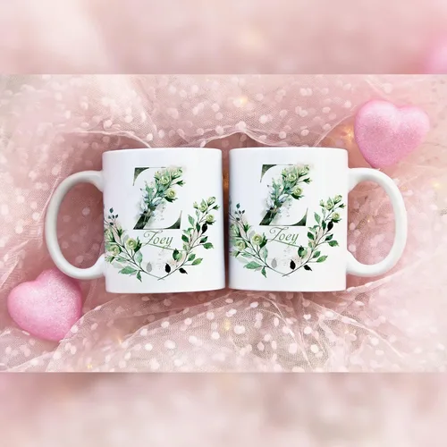 Miniatura 2 de Tazas de café personalizadas con iniciales y letra de nombre, tazas de nombre personalizadas, regalo divertido para novio y novia, tazas de doble