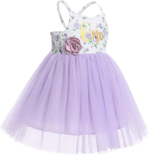 Miniatura 2 de Vestido de cumpleaños de 1.º y 2º cumpleaños para niñas pequeñas, vestido de tutú de tul floral bohemio con diadema de flores para sesión de fotos