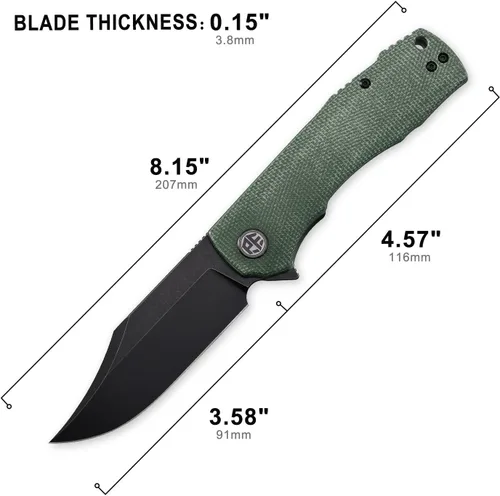 Miniatura 3 de Petrified fish PFP03 Victor, hoja de satén K110 de 3.58", 4.94 oz Micarta Handel Flipper Liner lock Cuchillo plegable