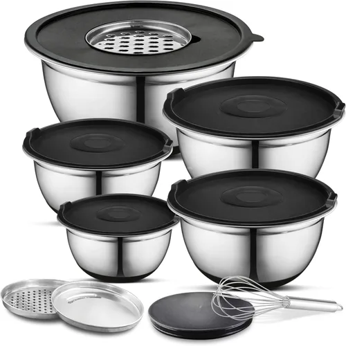Miniatura 9 de AVADOR - Juego de 6 tazones de mezcla de acero inoxidable premium, fácil de limpiar, diseño apilable que ahorra espacio, ideal para cocinar
