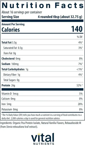 Miniatura 2 de Vital Nutrients ProVeg - Proteína orgánica de guisante de 18.48 oz, proteína de guisante vegana en polvo, 0.81 oz de proteína por porción, sabor