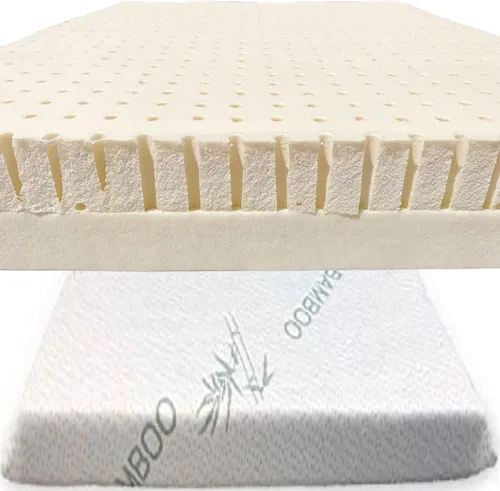 Miniatura 8 de Cubrecolchón de látex orgánico de doble zona de 2 pulgadas con funda gris jaspeado con cremallera (individual, suave y firme), certificado GOTS &