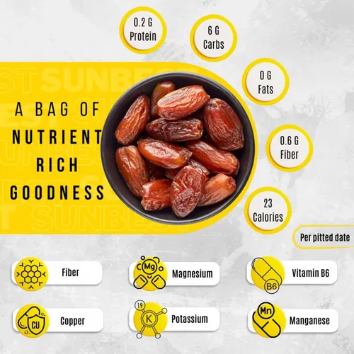 Miniatura 4 de Sunbest Natural Deglet Noor Dátiles orgánicos, 4 libras, sin hueso y entero, aperitivo de frutas secas a granel para niños y adultos, naturalmente