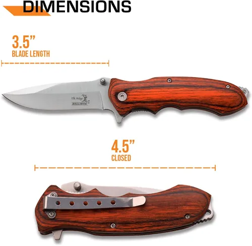 Miniatura 6 de Elk Ridge - Cuchillo plegable asistido por resorte al aire libre - Cerrado de 4.5 pulgadas, hoja de acero inoxidable con acabado satinado de 3.5