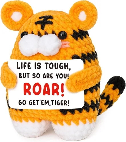Miniatura 11 de Regalos de cumpleaños de Navidad para papá de hija, hijo, esposa, mini divertido hecho a mano de ganchillo tigre feroz I Love You, idea de regalo