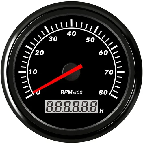Tacómetro Universal Marino Medidor de Tacho Fuera de Borda Impermeable 85 mm 0-8000 RPM con Retroiluminación Roja Medidor de Horas para Barco Coche