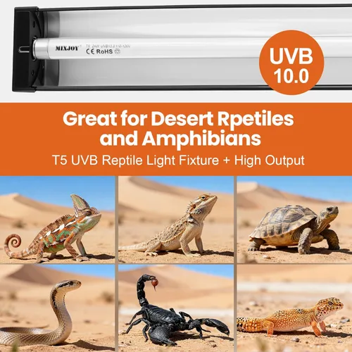 Miniatura 3 de Lámpara de reptil T5 HO UVB con bombilla UVB de 10.0, luz UVB de alto rendimiento de 24 W para reptiles, barra de luz UVB T5 de 22 pulgadas