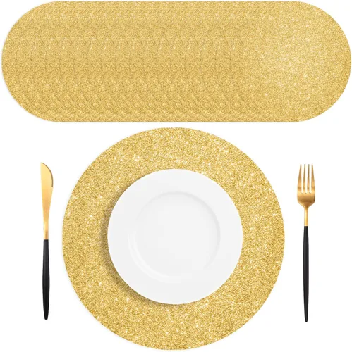 Miniatura 8 de 50 PCS Manteles Individuales Desechables Dorado Claro, Manteles Individuales de Papel Dorado Claro, Manteles Individuales Redondos Dorado Brillante