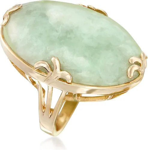 Miniatura 3 de Ross-Simons Anillo de jade en oro de 18 quilates sobre plata esterlina