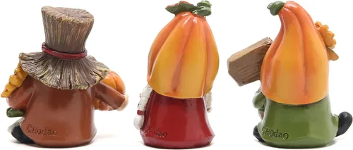 Miniatura 3 de Hodao 3 gnomos de calabaza de Acción de Gracias, hechos a mano, elfo sueco Tomte para decoración de otoño, regalo de decoración de Acción