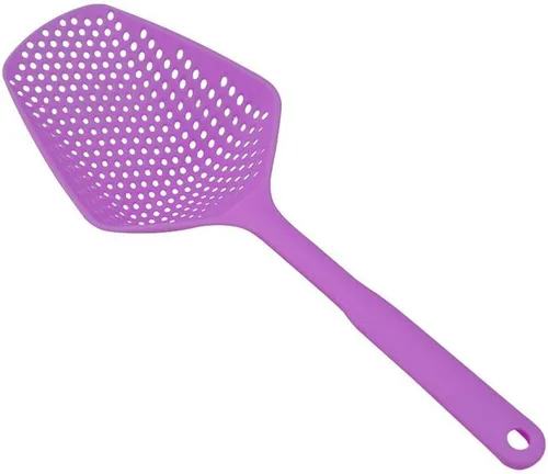 Miniatura 11 de SEIWEI Cuchara coladora grande, colador de herramientas de mango largo, cuchara de drenaje, colador de pasta resistente al calor, cocina para Azul