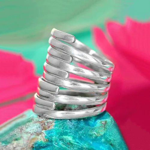 Miniatura 7 de Boho-Magic Anillos de plata de ley 925 para mujer, anillo ancho