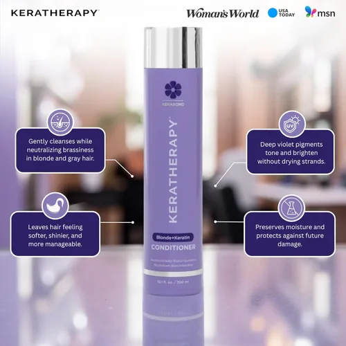 Miniatura 7 de KERATHERAPY Acondicionador tonificante violeta totalmente rubio con infusión de queratina, 10.1 onzas líquidas, 10.1 fl oz – Terapia de queratina