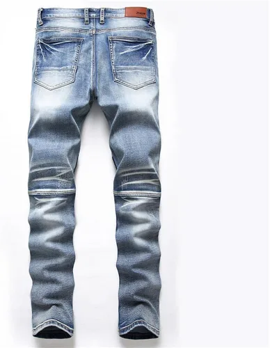Miniatura 2 de AITITIA Jeans de corte recto lavado con cremallera para hombre