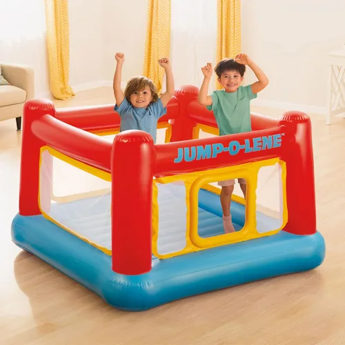 Miniatura 6 de Intex Jump-O-Lene - Casa inflable de rebote para cama elástica con puerta de arrastre y pequeña bola de plástico multicolor divertida para hoyo