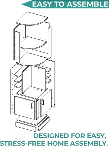 Miniatura 7 de Tuhome Syrah - Armario esquinero con dos estantes externos, estante para copas, ocho cubículos, diseño moderno para sala de estar o bar en casa