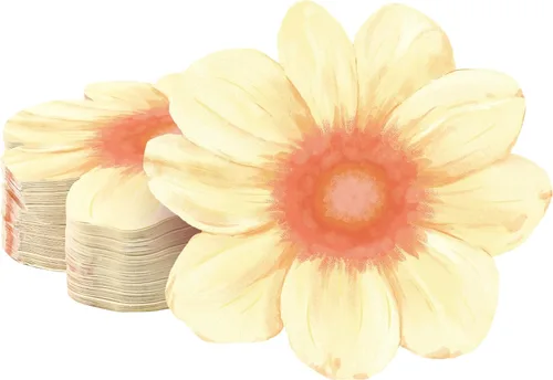 Qilery 100 servilletas desechables en forma de flor, servilletas de papel florales de verano, vajilla decorativa de flores para boda, novia, baby