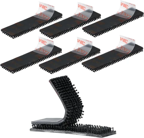Miniatura 7 de 3M SJ3550 1 x 2 pulgadas, 10 unidades de cierre resellable negro resistente cinta entrelazada en forma de hongo cinta de montaje de gancho adhesivo