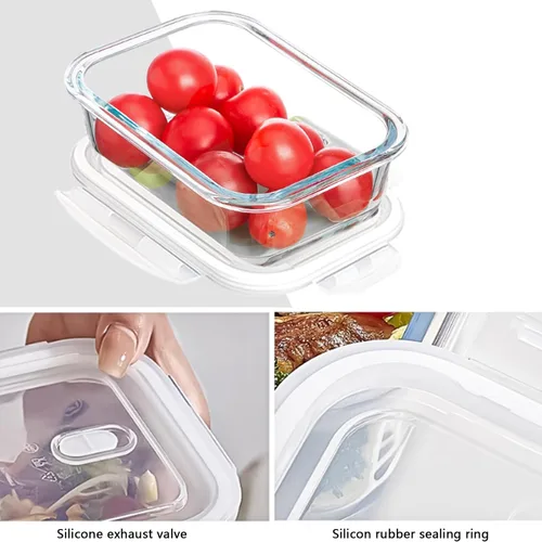 Miniatura 4 de Paquete de 4 recipientes de vidrio de 13 onzas / 0.37 L con tapas, recipientes de almacenamiento de vidrio con tapas, sin BPA, organizadores