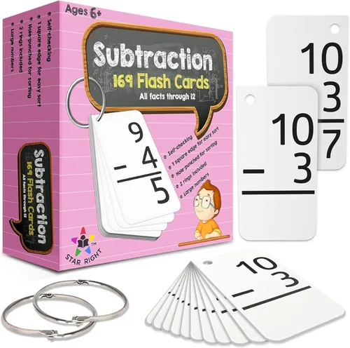 Miniatura 7 de Tarjetas de multiplicación Star Right, 0-12 (169 tarjetas) con 2 anillos
