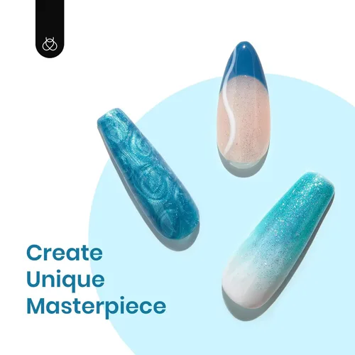 Miniatura 5 de Beetles - Juego de esmaltes en gel azul - Colección Mermaid Treasures, esmalte con perlas brillantes en colores azul marino y azul oscuro, diseño